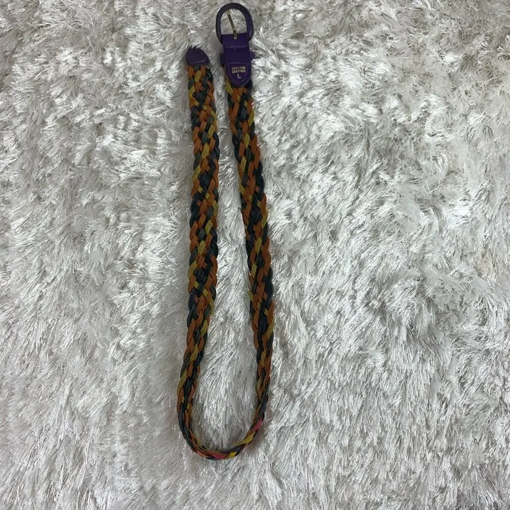 Multicolor Bright Braided Leather Belt Large